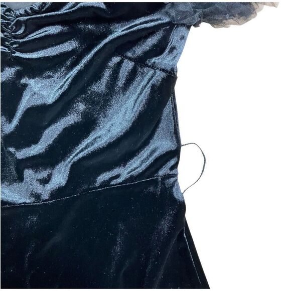 ZARA Dress S Black Velvet Tulle Balloon Sleeves 8351/253 FW22 Mini Off Shoulder - Picture 5 of 16